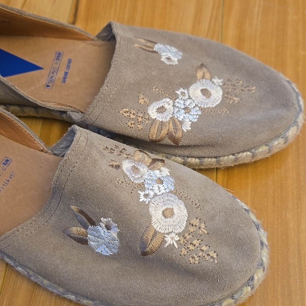 Verbenas Embroidered Espadrilles Flats Carmen Suede Leather Boho EUR 40/US 9.5 - Picture 2 of 9